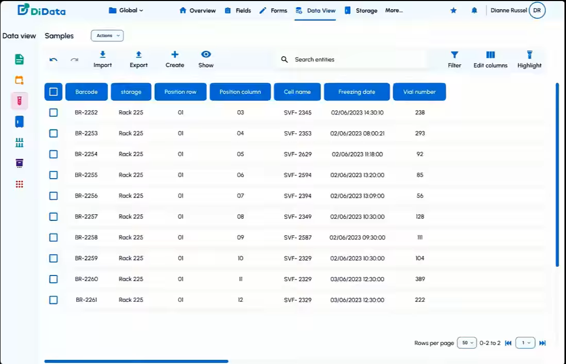 Didata LIMS screenshot